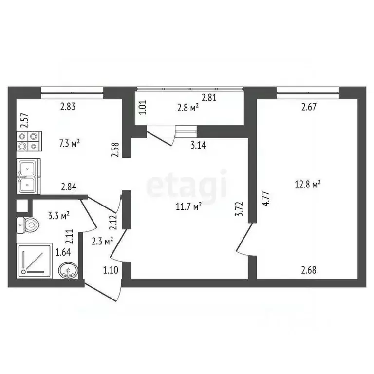 2-к кв. Санкт-Петербург ул. Чарушинская, 24к1 (37.4 м) - Фото 2