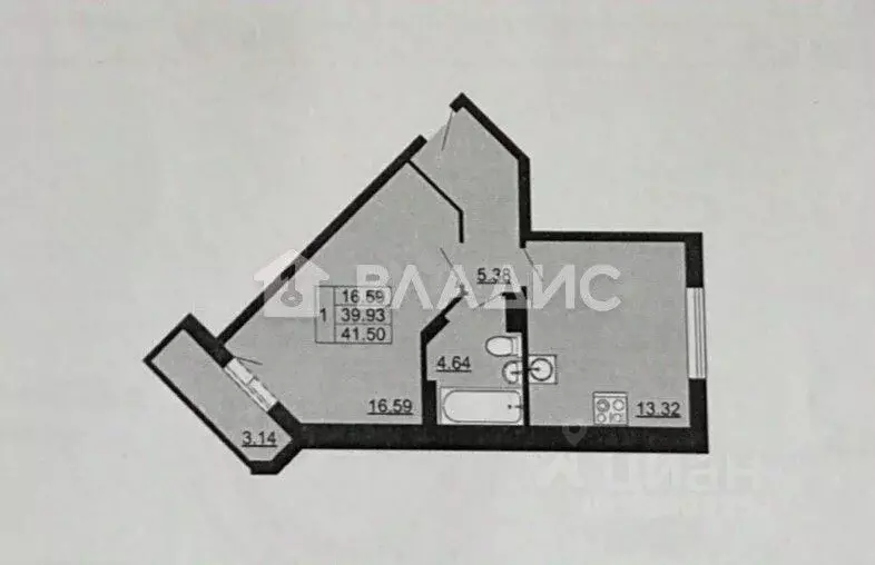 1-к кв. Владимирская область, Владимир ул. Родионовка, 4А (38.9 м) - Фото 2
