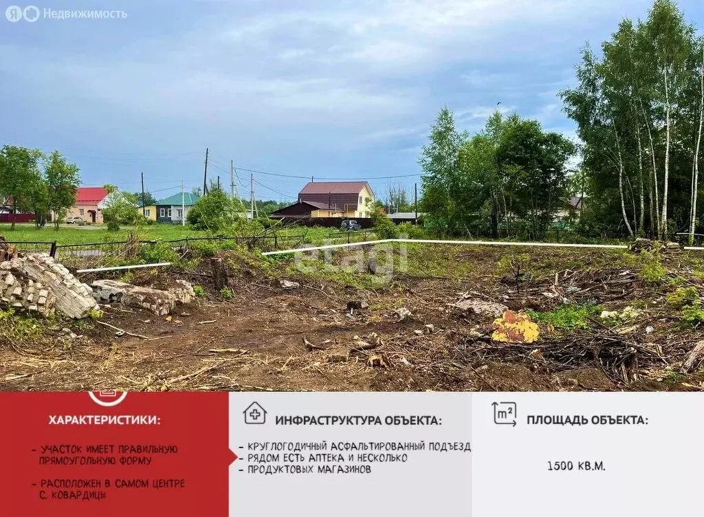 Участок в село Ковардицы, Школьная улица (15 м) - Фото 1