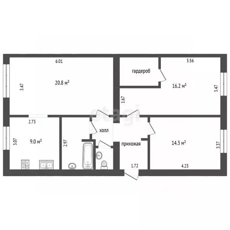 3-к кв. Москва 1-й Рощинский проезд, 8 (80.0 м) - Фото 1