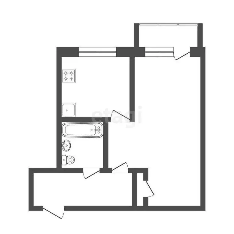 1-комнатная квартира: Тюмень, Харьковская улица, 54 (31.1 м) - Фото 1