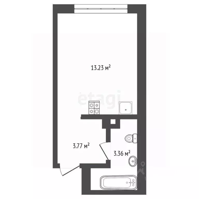 Студия Тюменская область, Тюмень ул. Лесопарковая, 1к2 (19.5 м) - Фото 2