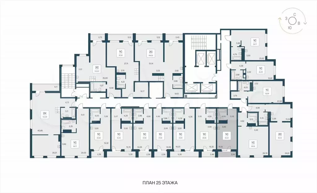 Апартаменты-студия, 30,5 м, 25/25 эт. - Фото 1