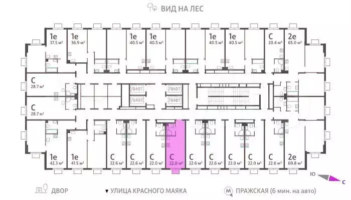 Квартира-студия, 22м, 15/23эт. - Фото 1