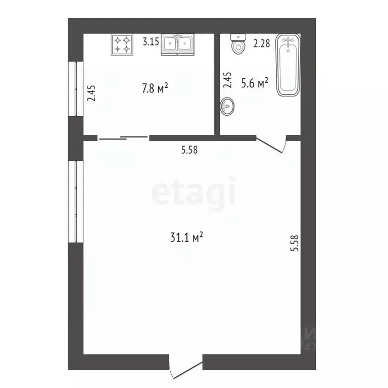 1-к кв. Крым, Красноперекопск 2-й мкр, 21 (44.3 м) - Фото 1