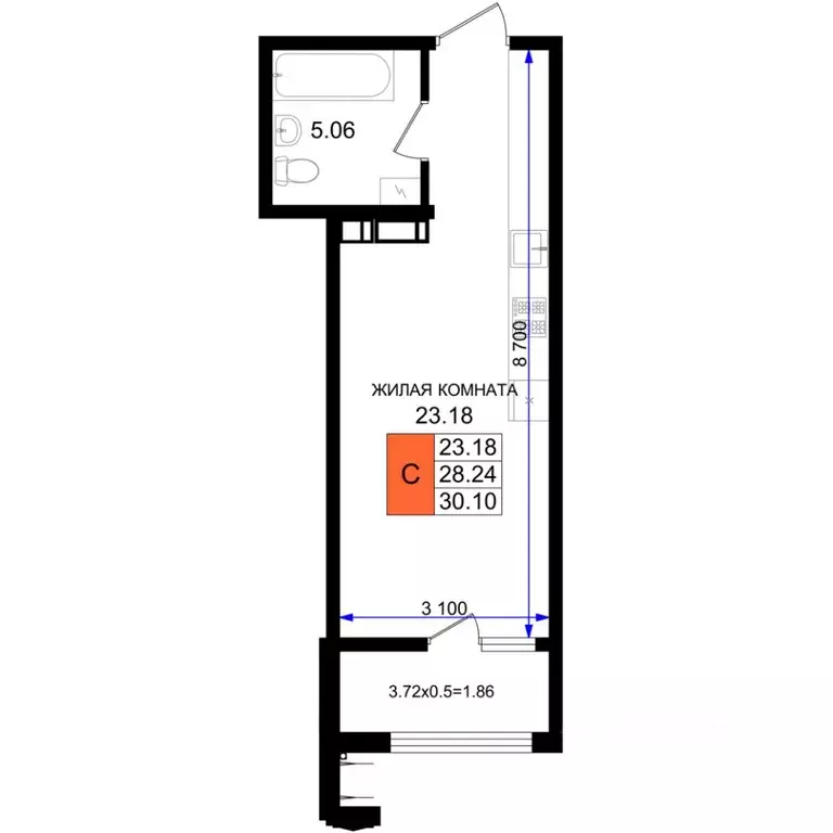 Студия Краснодарский край, Новороссийск ул. Григория Белькинда (30.1 ... - Фото 1
