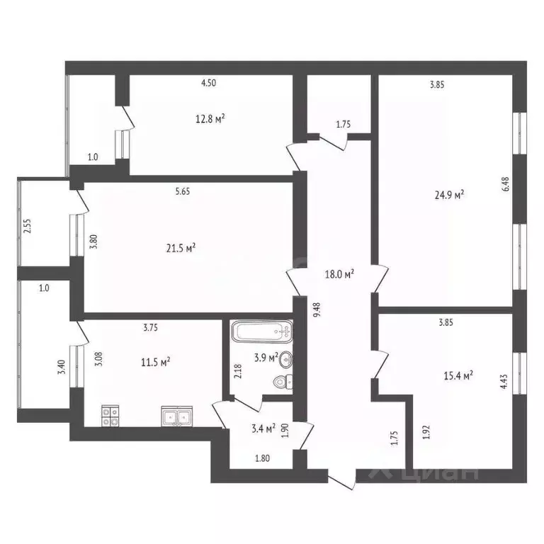 4-к кв. Липецкая область, Липецк Коммунальная ул., 14 (115.0 м) - Фото 1