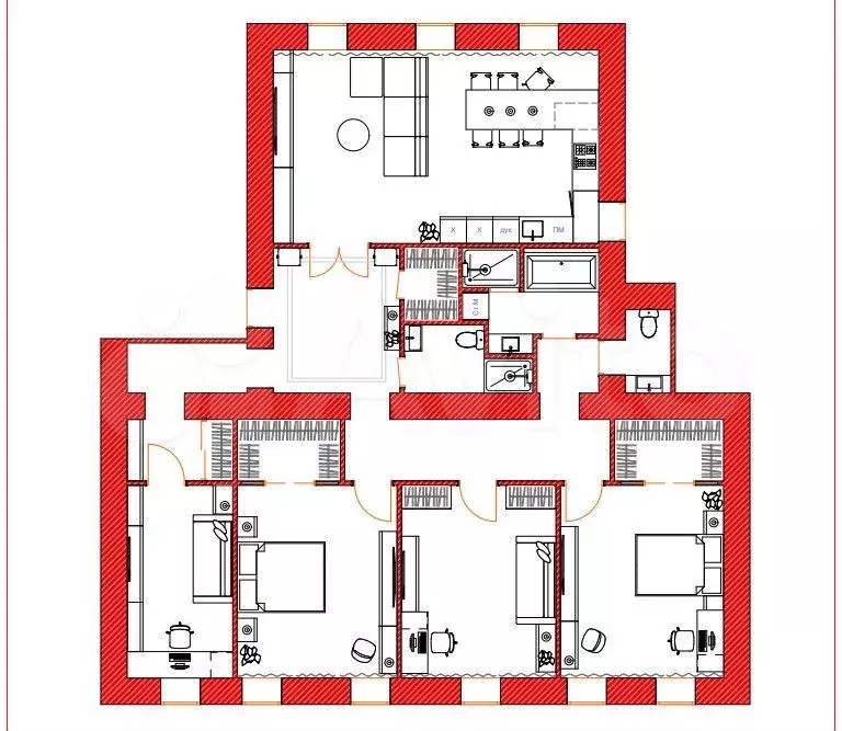 6-к. квартира, 137,5 м, 4/4 эт. - Фото 1