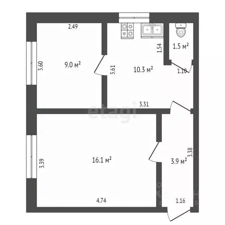 2-к кв. Ханты-Мансийский АО, Октябрьский район, пос. Унъюган ... - Фото 1