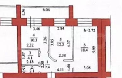 2-к. квартира, 58,7м, 5/9эт. - Фото 1