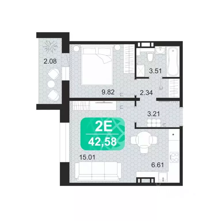 2-к кв. Забайкальский край, Чита ул. Богдана Хмельницкого, 14 (42.58 ... - Фото 1