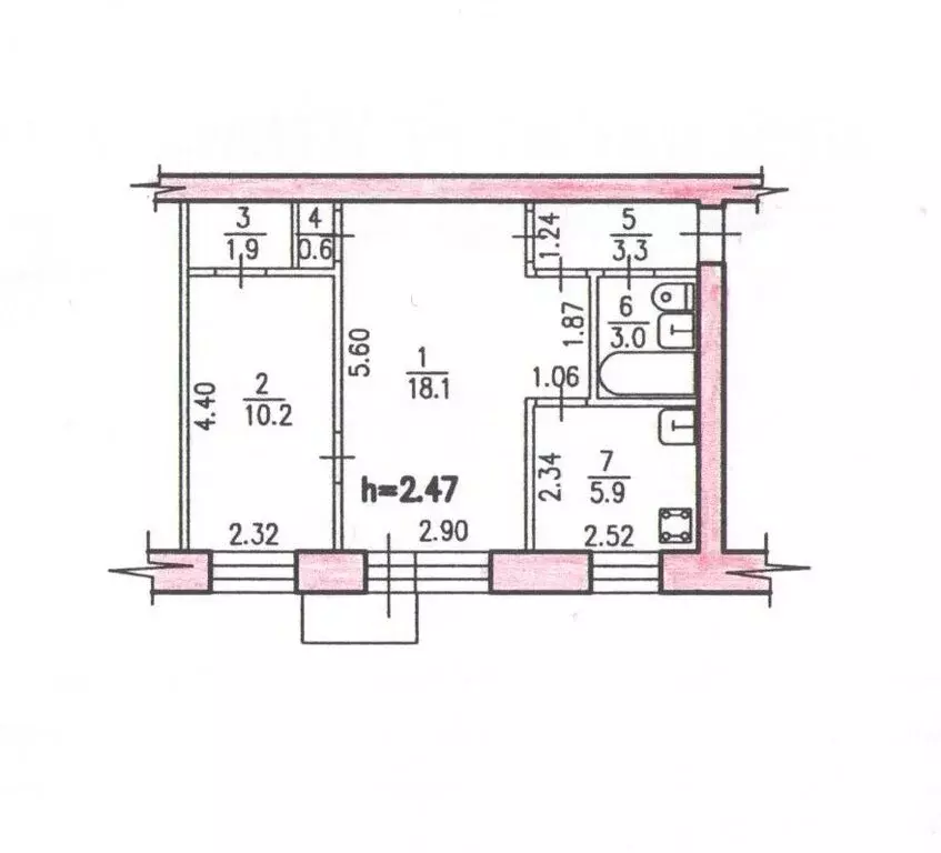 2-комнатная квартира: Хабаровск, 1-й микрорайон, улица Королёва, 8 (43 ... - Фото 1