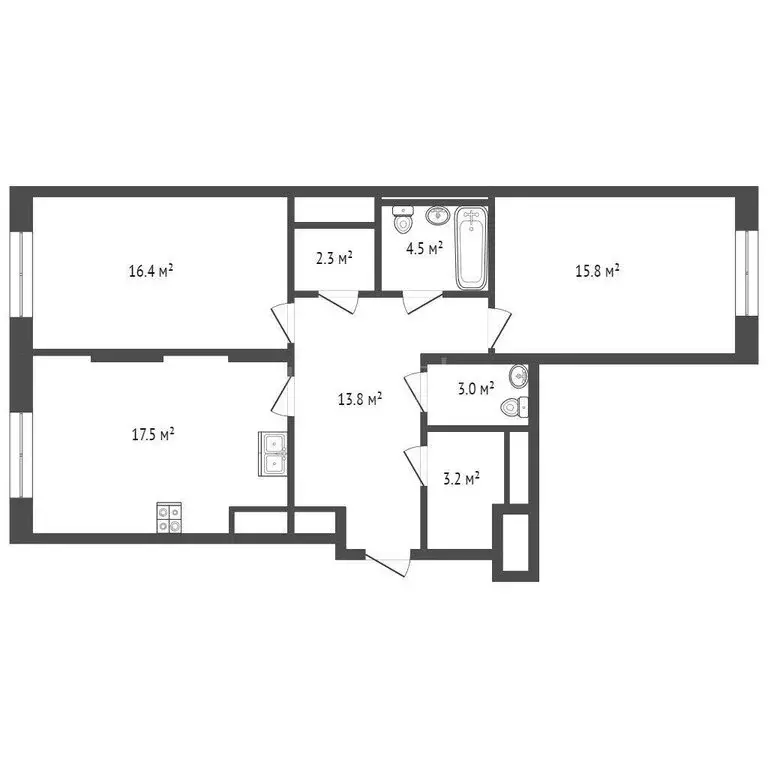 2-комнатная квартира: Московский, улица Никитина, 11к1 (77 м) - Фото 1