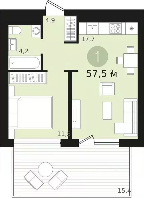 1-к кв. Новосибирская область, Новосибирск ул. Аэропорт, 88 (57.5 м) - Фото 0