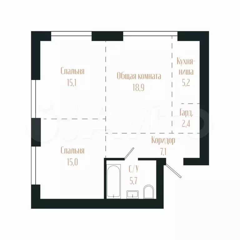 3-к. квартира, 69,4 м, 2/9 эт. - Фото 0