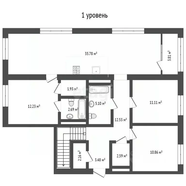 3-к кв. Тюменская область, Тюмень ДОК мкр, ул. Воронинская, 45 (120.7 ... - Фото 1