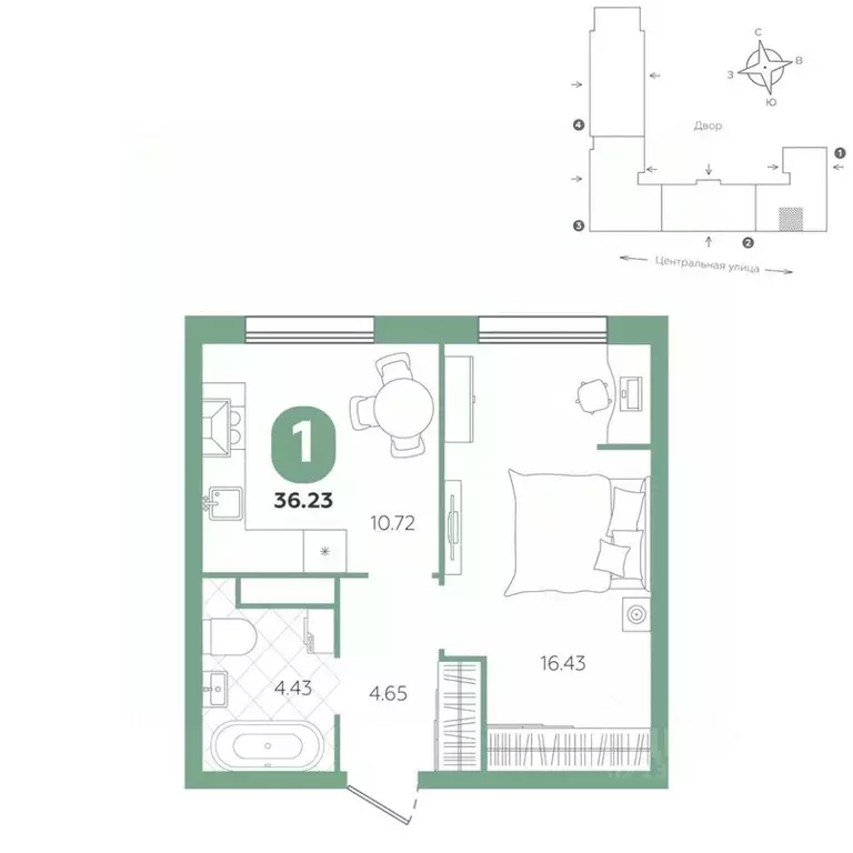 1-к кв. Тюменская область, Тюменский муниципальный округ, с. Горьковка ... - Фото 0