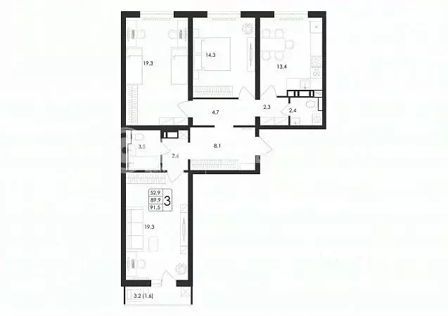 3-к кв. Воронежская область, Воронеж ул. Загоровского, 5/3 (91.5 м) - Фото 0