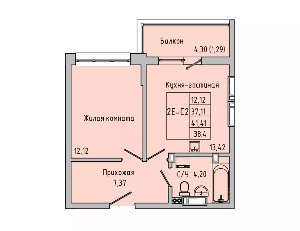 2-к кв. Ростовская область, Батайск  (38.4 м) - Фото 1