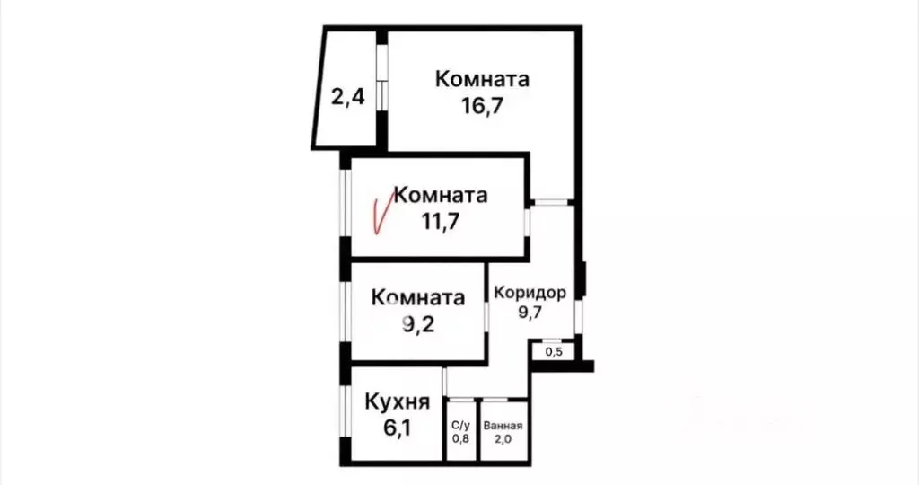 Комната Москва ул. Народного Ополчения, 29К1 (11.7 м) - Фото 1