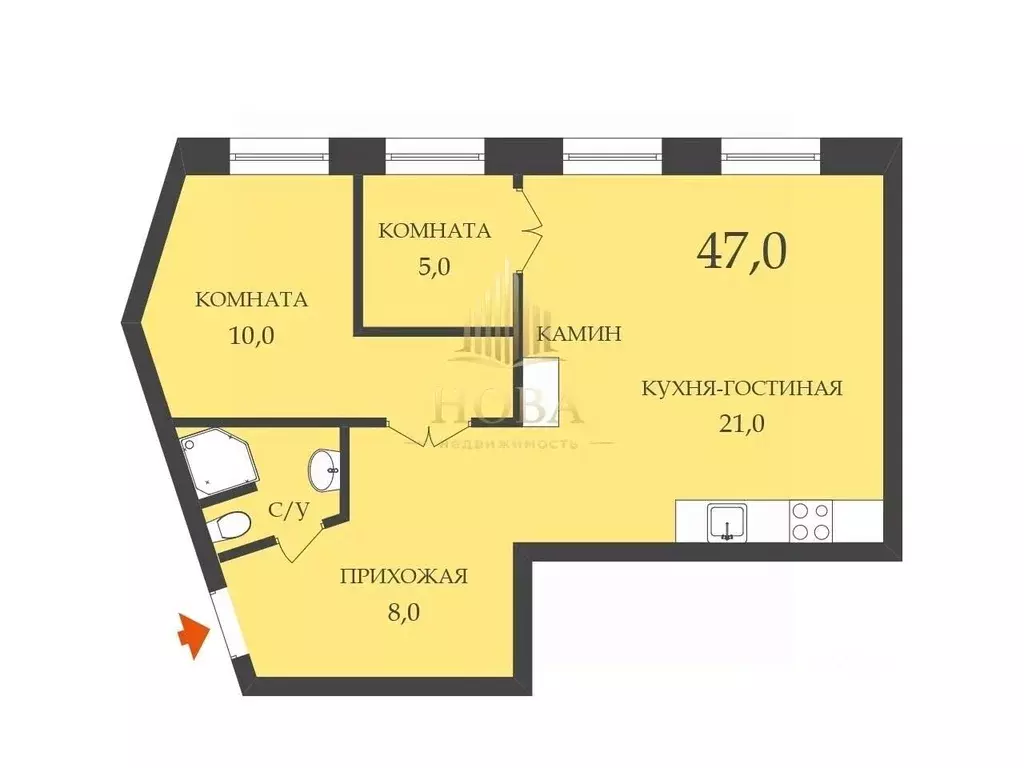 2-к кв. Санкт-Петербург Большая Пушкарская ул., 45 (47.3 м) - Фото 2