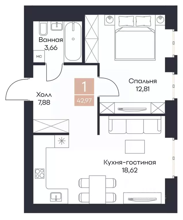 1-к кв. Рязанская область, Рязанский район, Полянское с/пос, с. Поляны ... - Фото 0