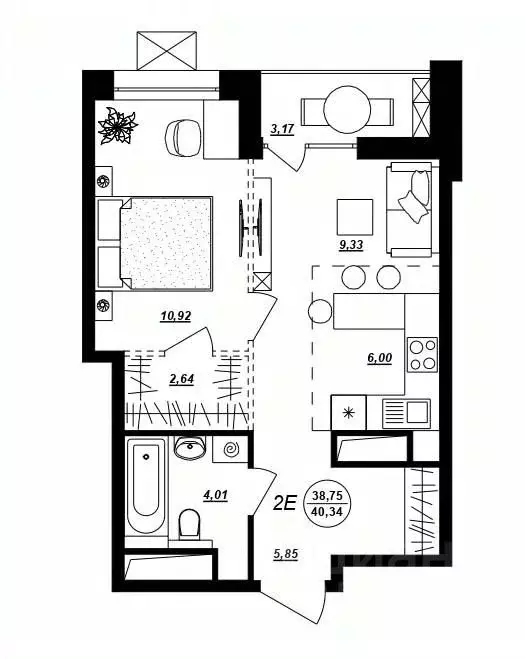 2-к кв. Хабаровский край, Хабаровск ул. Демьяна Бедного (40.34 м) - Фото 1