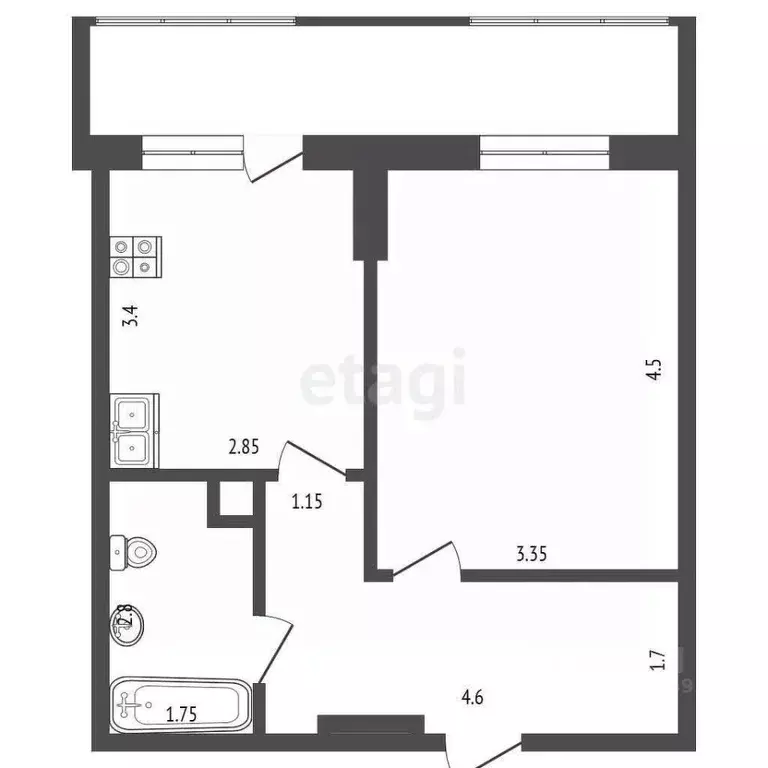 1-к кв. Саха (Якутия), Якутск просп. Михаила Николаева, 13/2 (36.9 м) - Фото 2