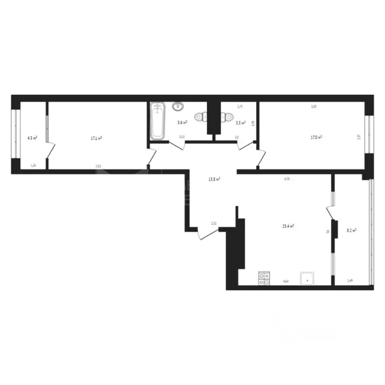 2-к кв. Тюменская область, Тюмень ул. Евгения Войнова, 7 (94.9 м) - Фото 2