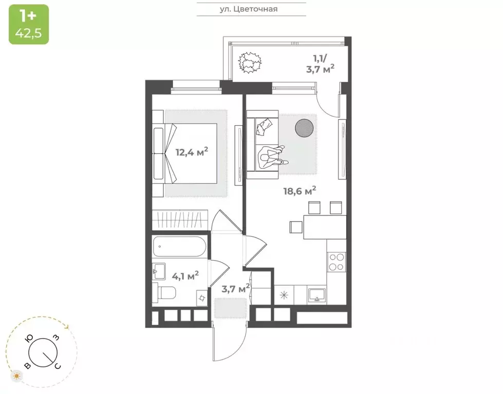 1-к кв. Тверская область, Тверь Соминка мкр,  (39.9 м) - Фото 0