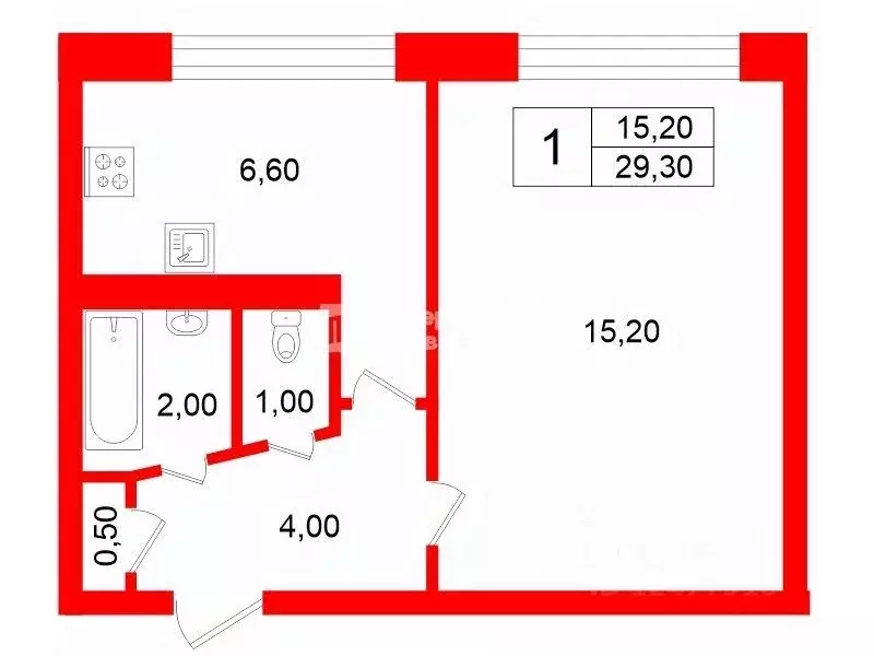 1-к кв. Санкт-Петербург Искровский просп., 21 (29.3 м) - Фото 2