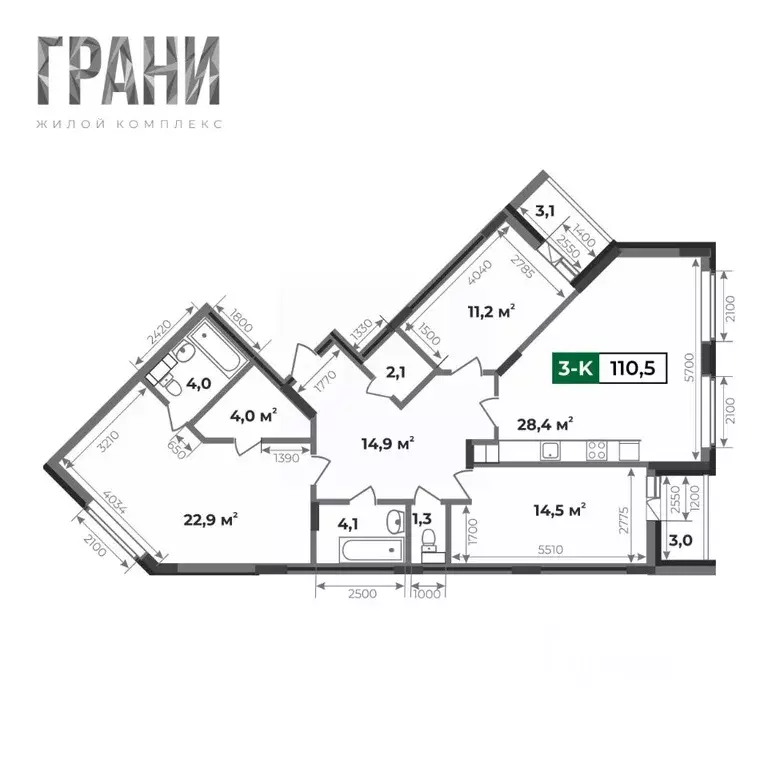 3-к кв. Владимирская область, Ковров Комсомольская ул., 1А (110.5 м) - Фото 0