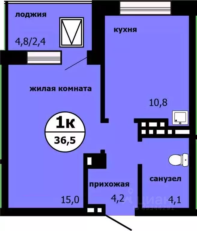 1-к кв. Красноярский край, Красноярск ул. Лесников, 55 (35.9 м) - Фото 0