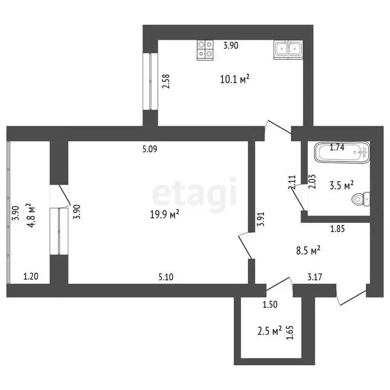 1-комнатная квартира: Стерлитамак, проспект Октября, 81 (44.5 м) - Фото 1