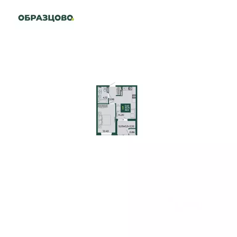 1-к кв. Краснодарский край, Краснодар Образцово мкр,  (38.12 м) - Фото 0