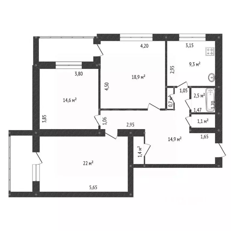 3-к кв. Башкортостан, Уфа ул. Султанова, 24 (89.0 м) - Фото 2