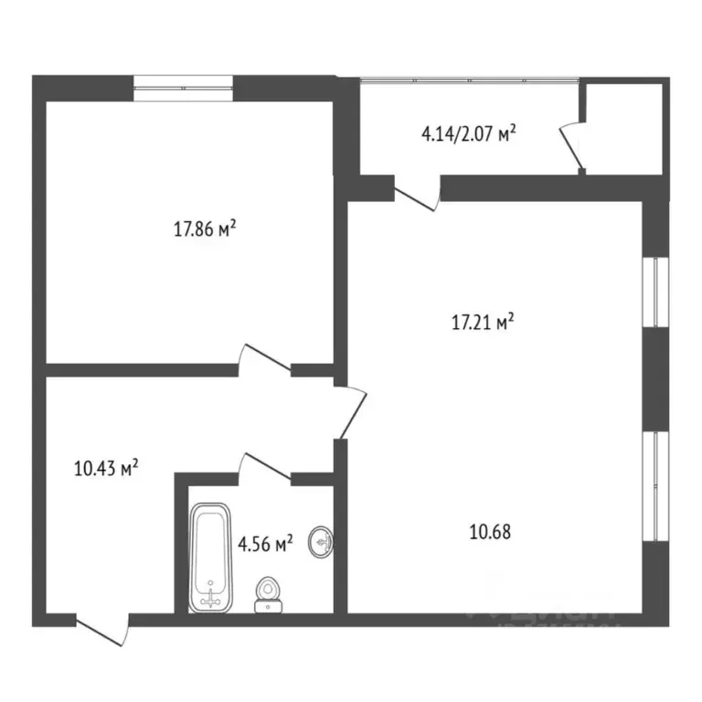 2-к кв. Тюменская область, Тюмень ул. Игоря Комиссарова, 2 (62.81 м) - Фото 2