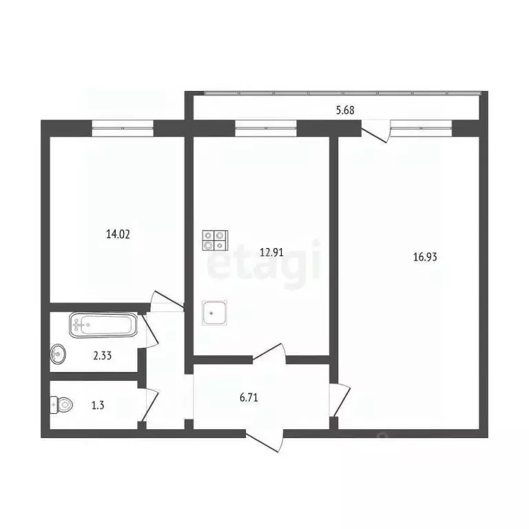 2-к кв. Ульяновская область, Ульяновск ул. Станкостроителей, 6/44 ... - Фото 2