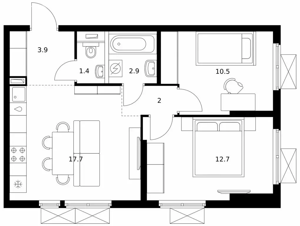 2-комнатная квартира: Мытищи, жилой комплекс Яуза Парк (51.1 м) - Фото 1