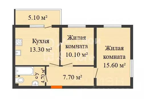 2-к кв. Краснодарский край, Краснодар ул. Летчика Позднякова, 2к17 ... - Фото 1