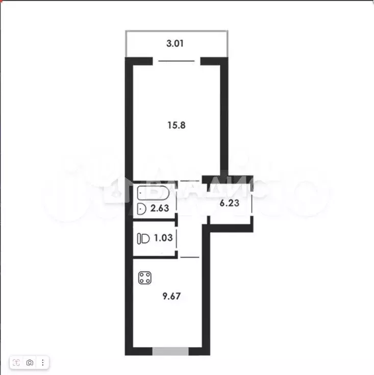 1-к. квартира, 36,3 м, 2/5 эт. - Фото 0