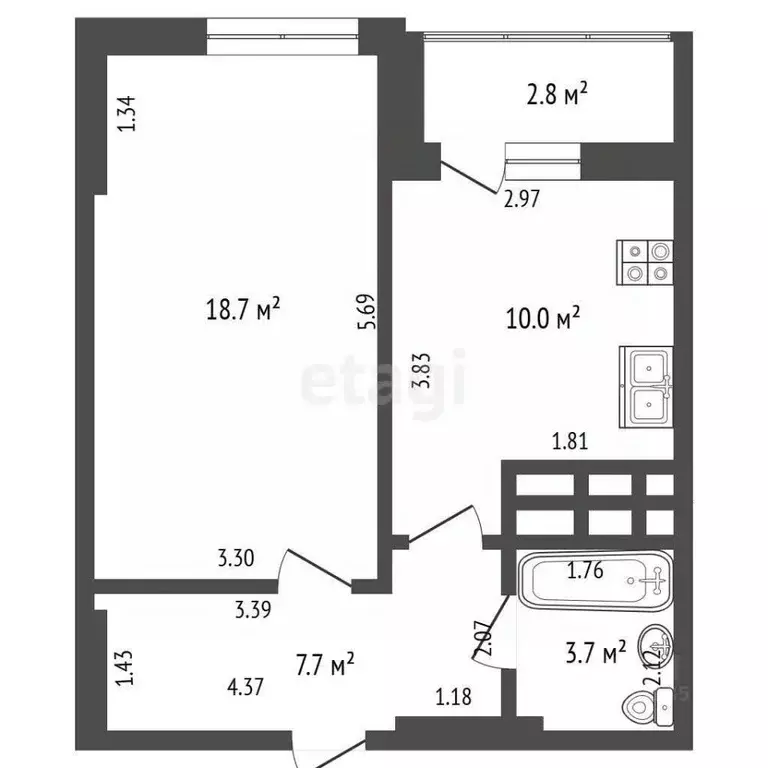 1-к кв. Самарская область, Самара Революционная ул., 101Б (40.1 м) - Фото 1