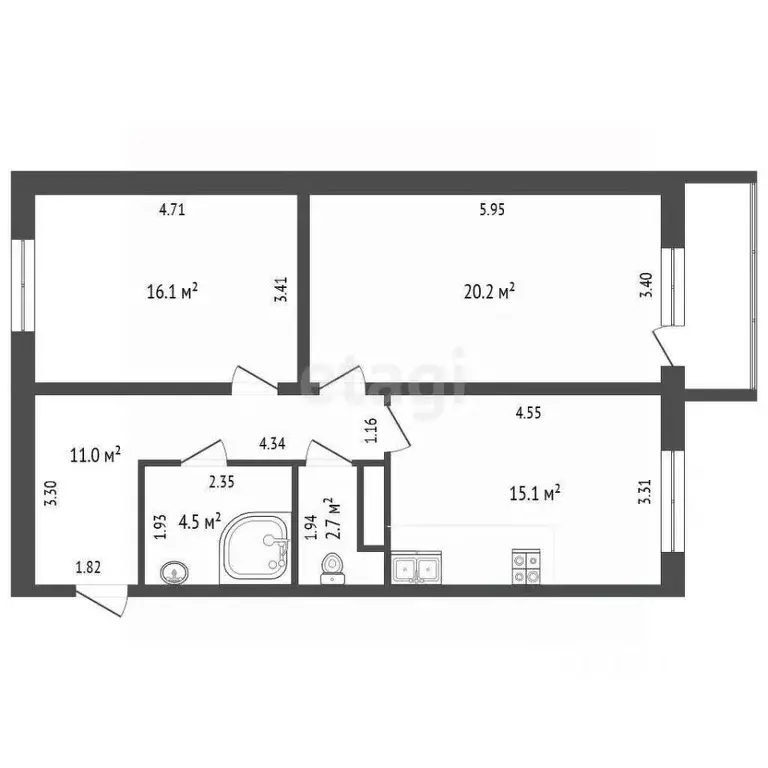2-к кв. Ямало-Ненецкий АО, Новый Уренгой Энтузиастов мкр, 1 (69.0 м) - Фото 2