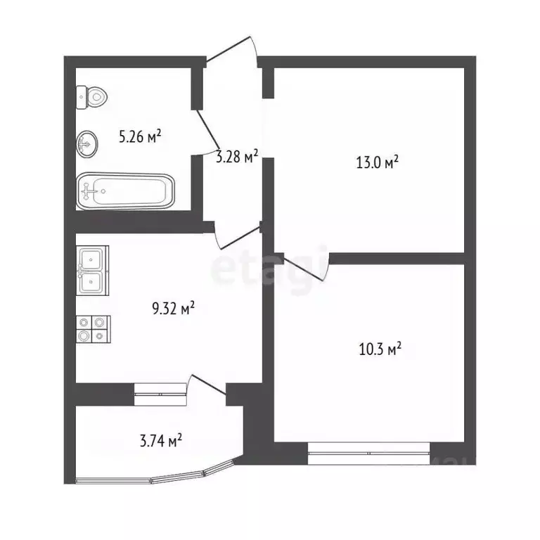 2-к кв. Тюменская область, Тюмень ул. Валентины Трофимовой, 7 (42.0 м) - Фото 2