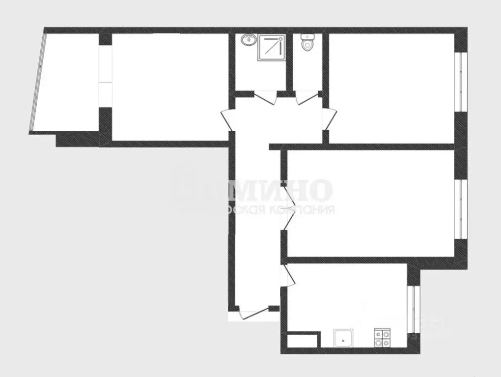 3-к кв. Тюменская область, Тюмень ул. Немцова, 50 (66.5 м) - Фото 2