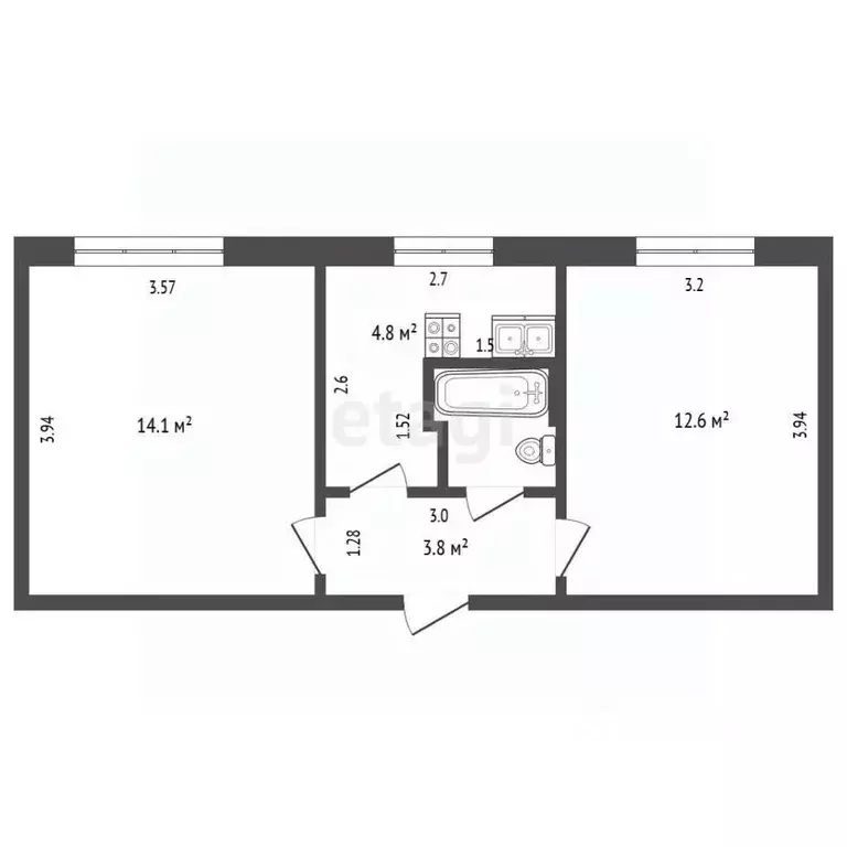 2-к кв. Удмуртия, Ижевск ул. Гагарина, 50 (38.0 м) - Фото 2