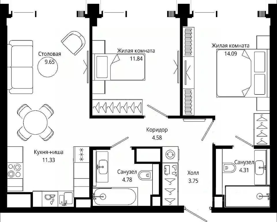 3-к кв. Москва ул. 4-я Марьиной рощи, 10к3 (64.33 м) - Фото 2
