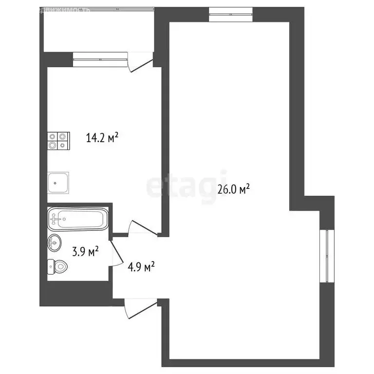 1-комнатная квартира: деревня Афонино, Академическая улица, 9 (50.6 м) - Фото 1