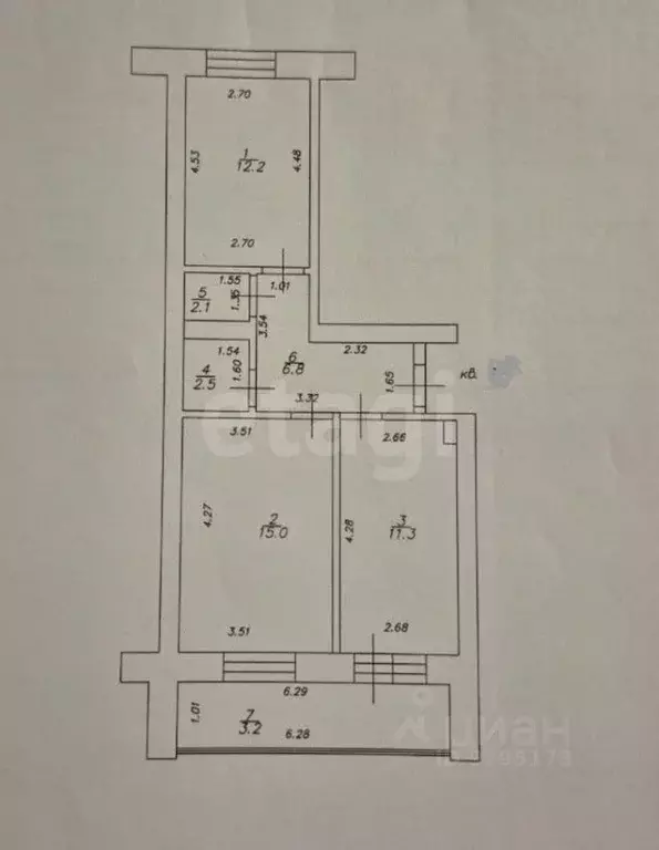 2-к кв. Татарстан, Казань ул. Азата Аббасова, 13 (53.0 м) - Фото 0