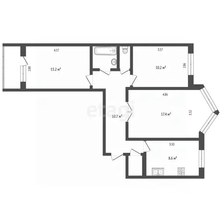 3-к кв. Татарстан, Набережные Челны 27-й комплекс, бул. Юных Ленинцев, ... - Фото 1